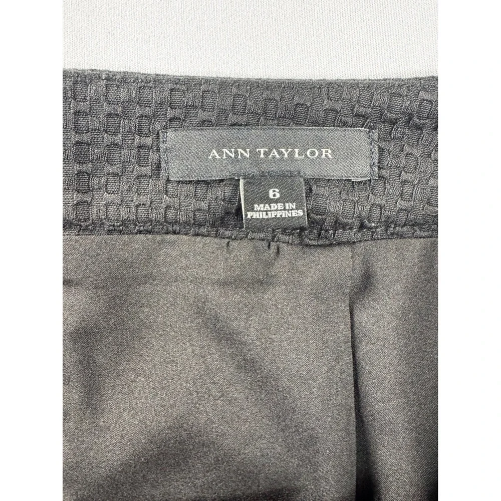 Ann Taylor Grey Textured Basketweave Pencil Skirt Gold Back Zip Size 6‎ Office